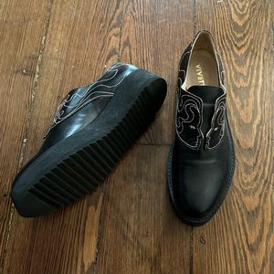 Vivetta Stitch Kissing Face Oxford Loafers 39 8.5